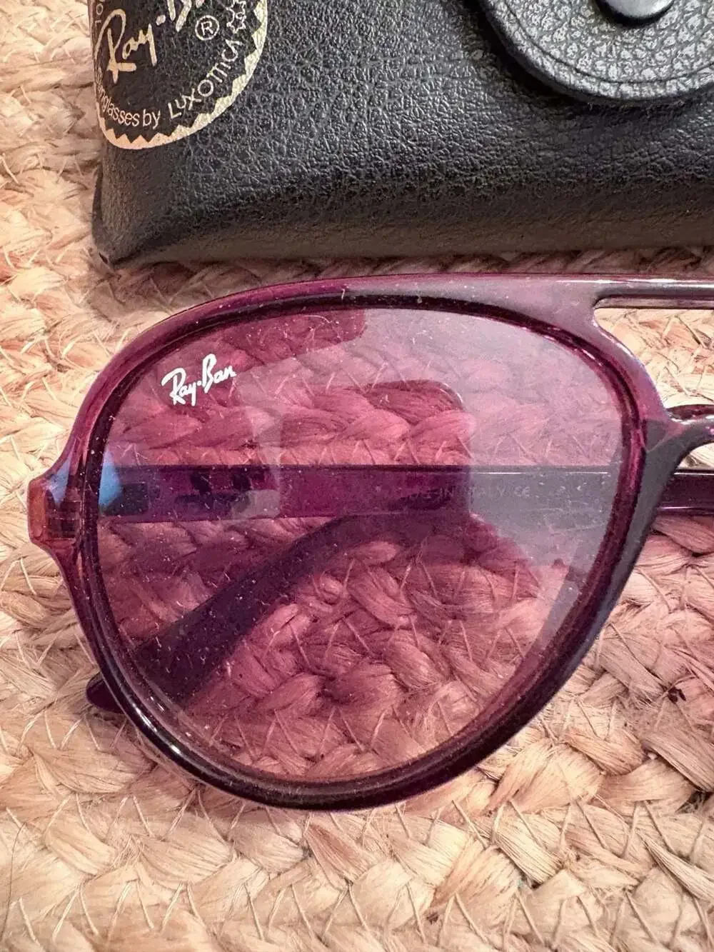 Ray-Ban RB4125 Cats 5000 Aviator Sunglasses in Translucent Purple - Picture 2 of 6